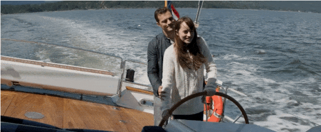 Romantic Boat Embrace Couple GIF