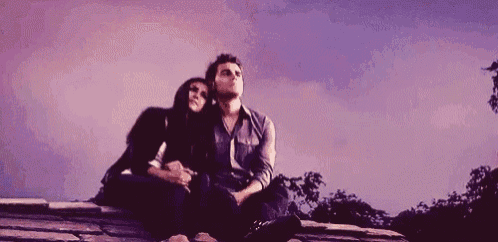 Romantic Couple Cuddling Rooftop Sunset GIF