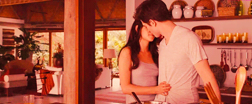 Romantic Couple Kissing In Kitchen GIF