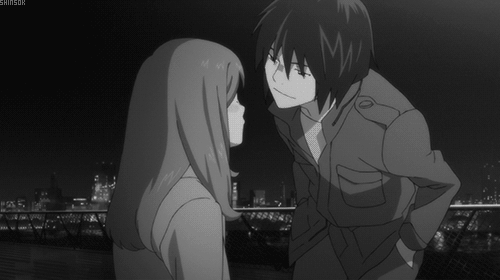 Anime Romantic Couple Kissing GIF Under City Lights GIF
