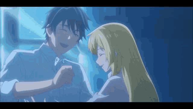 Playful Anime Couple Laughing Intimate GIF