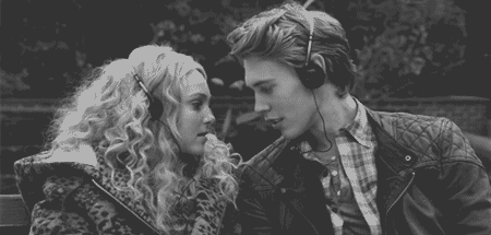 Romantic Couple Sharing Headphones GIF