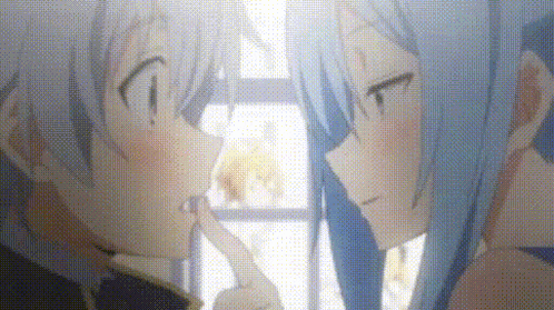 Anime Romantic Finger On Lips Kiss GIF