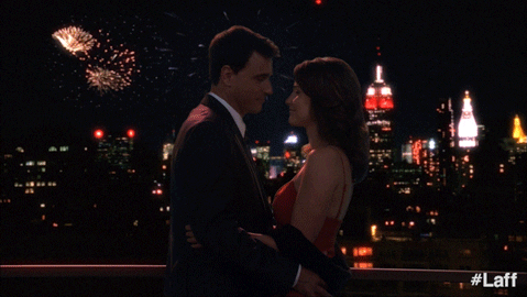 Romantic Fireworks Night Kiss GIF