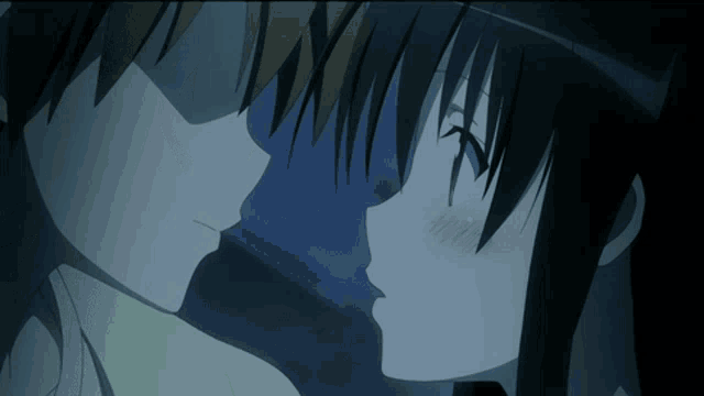 Anime Romantic Flirty Forehead Kiss GIF
