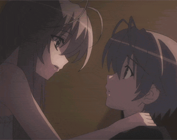 Anime Romantic Forehead Kiss GIF
