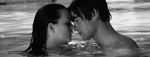 Romantic Forehead Kiss In Water GIF