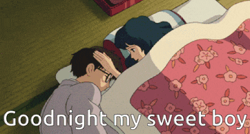 Anime Romantic Goodnight Forehead Kiss GIF