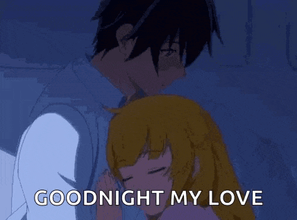 Anime Romantic Goodnight Kiss GIF