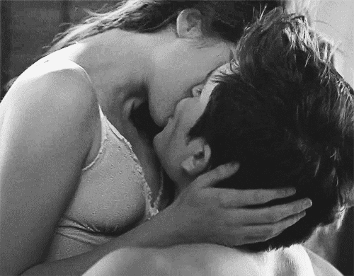 Romantic kiss hair grab gif