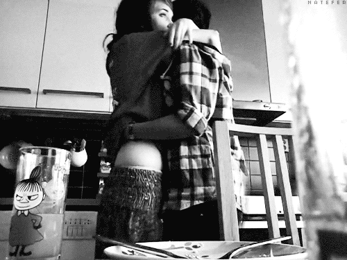 Romantic Kitchen Embrace Kiss GIF