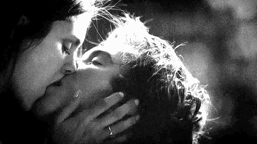 Romantic Passionate Kiss In Black And White GIF