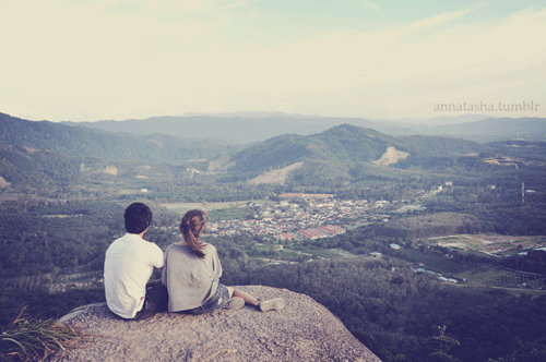 Romantic Sunset Couple Gazing GIF