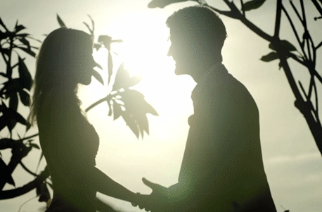 Romantic Sunset Couple Holding Hands GIF