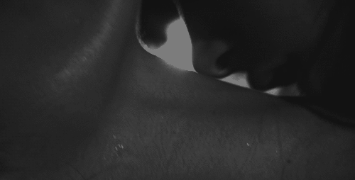 Black And White Neck Kiss GIF