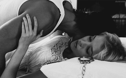 Sexy black & white neck kiss gif