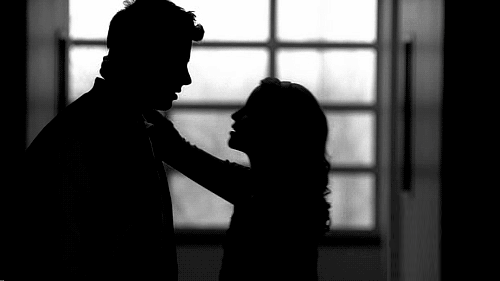 Silhouette Couple Gentle Touch GIF