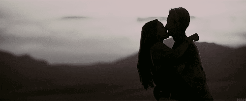 Sunset Silhouette Passionate Kiss GIF
