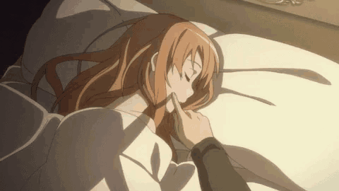 Anime Tender Cheek Caress While Sleeping GIF